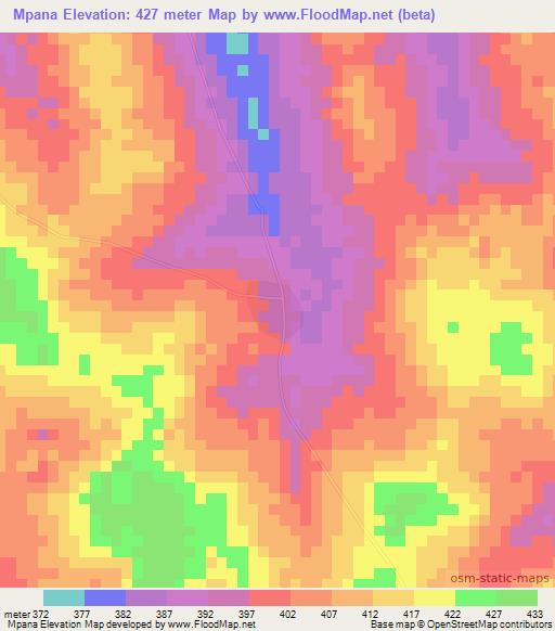 Mpana,Ivory Coast Elevation Map