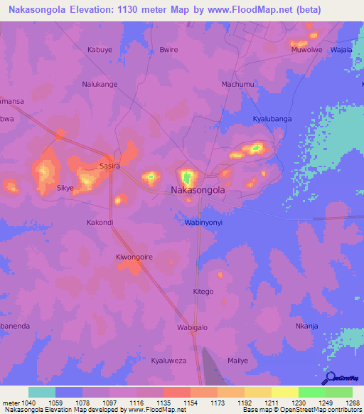 Nakasongola,Uganda Elevation Map