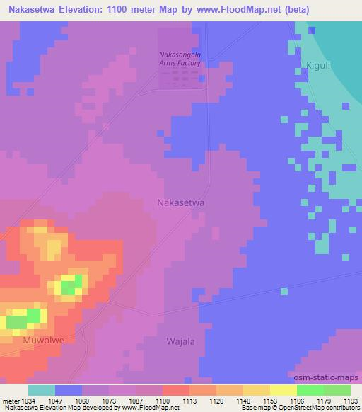 Nakasetwa,Uganda Elevation Map