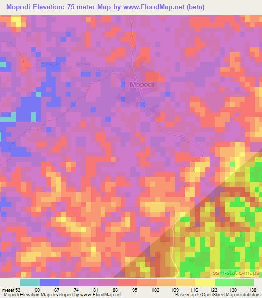Mopodi,Ivory Coast Elevation Map