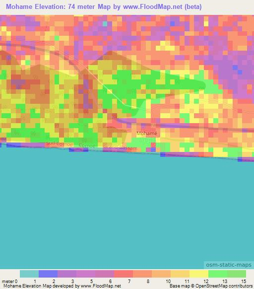 Mohame,Ivory Coast Elevation Map