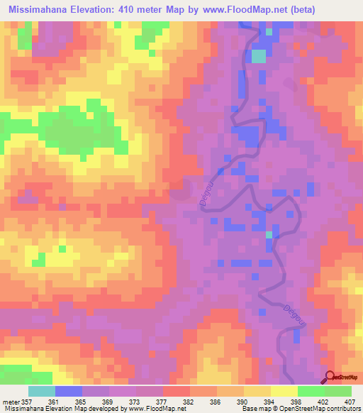 Missimahana,Ivory Coast Elevation Map