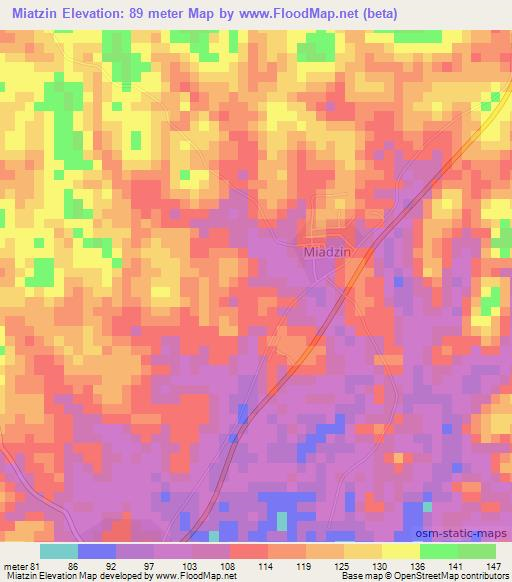 Miatzin,Ivory Coast Elevation Map