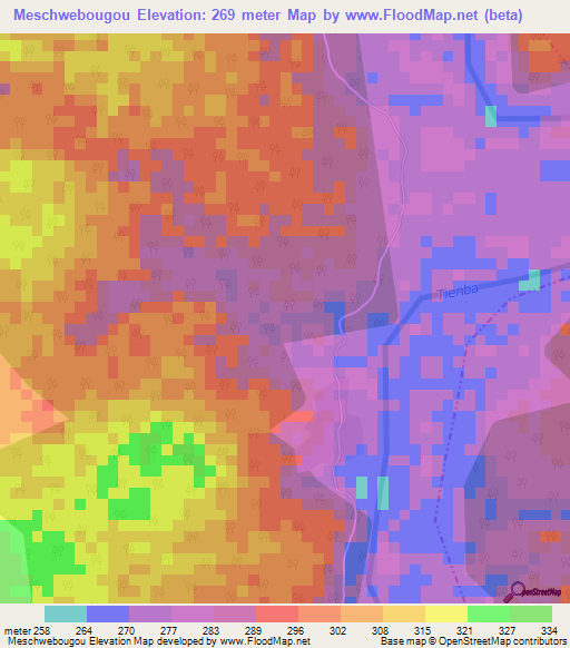 Meschwebougou,Ivory Coast Elevation Map