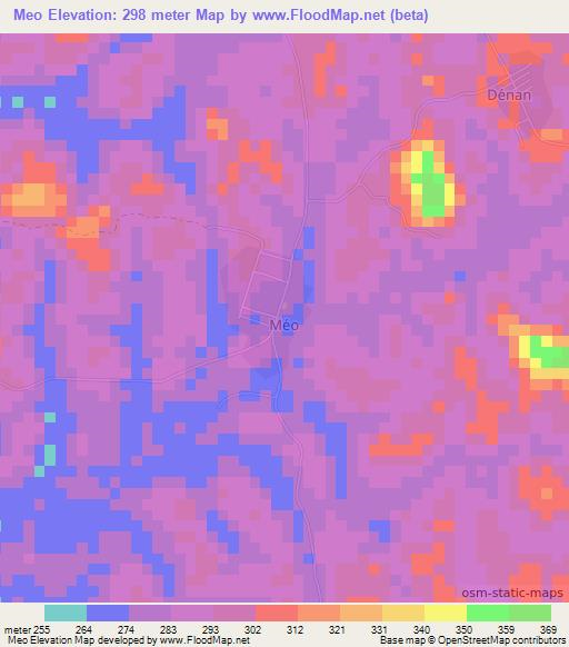 Meo,Ivory Coast Elevation Map
