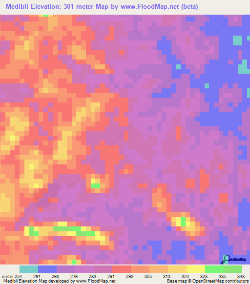 Medibli,Ivory Coast Elevation Map