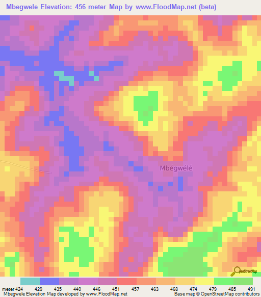Mbegwele,Ivory Coast Elevation Map