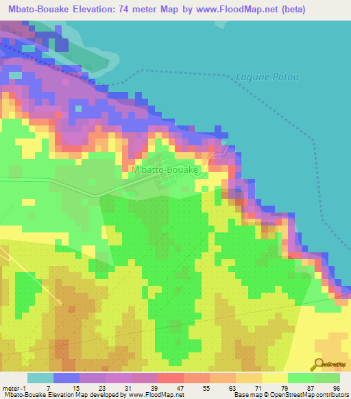 Mbato-Bouake,Ivory Coast Elevation Map