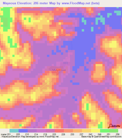 Mayeoua,Ivory Coast Elevation Map