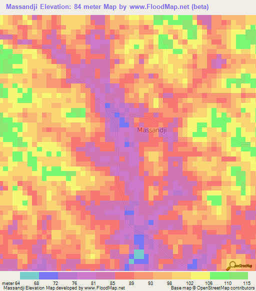 Massandji,Ivory Coast Elevation Map