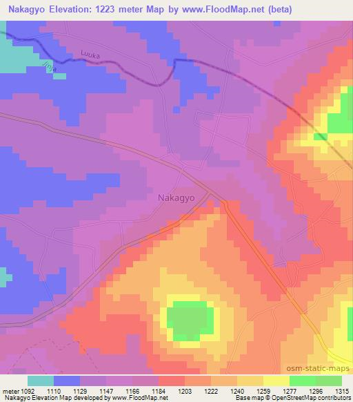 Nakagyo,Uganda Elevation Map