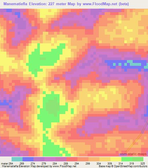 Manematiefla,Ivory Coast Elevation Map