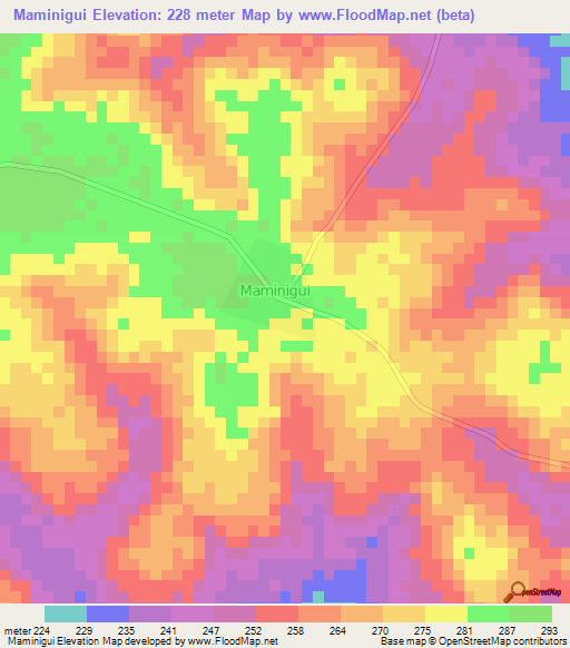 Maminigui,Ivory Coast Elevation Map