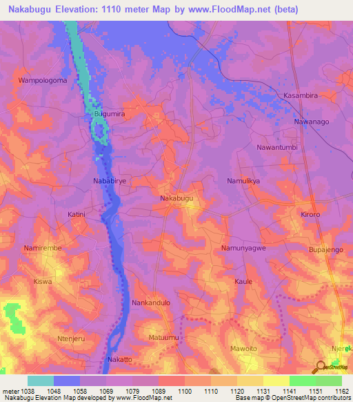 Nakabugu,Uganda Elevation Map