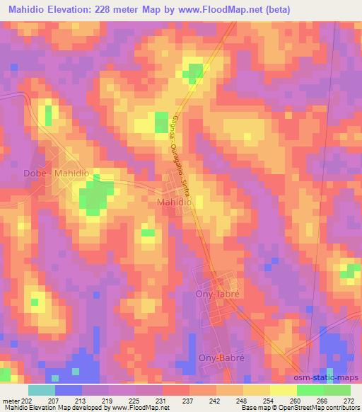 Mahidio,Ivory Coast Elevation Map