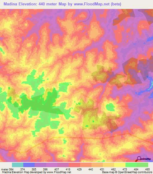 Madina,Ivory Coast Elevation Map