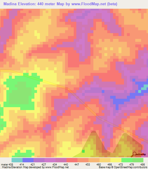 Madina,Ivory Coast Elevation Map