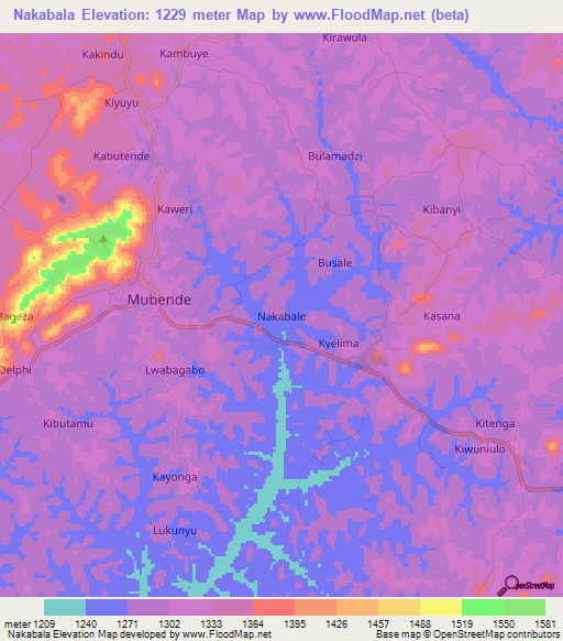 Nakabala,Uganda Elevation Map