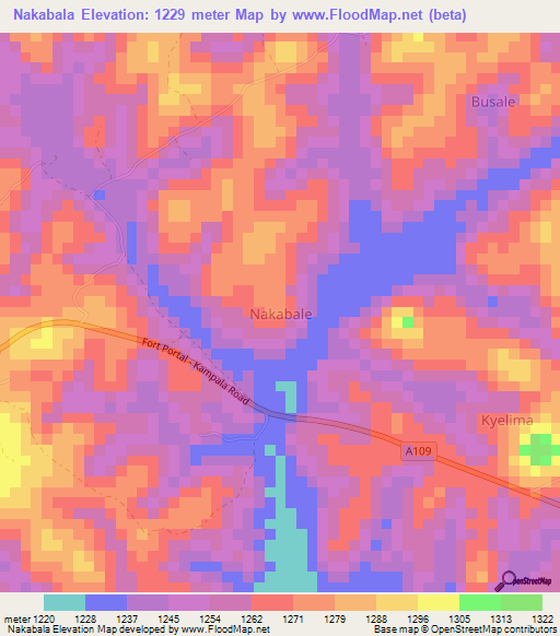 Nakabala,Uganda Elevation Map