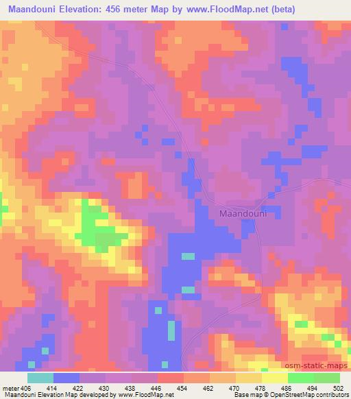 Maandouni,Ivory Coast Elevation Map