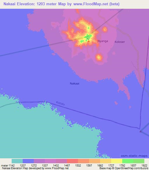 Nakaai,Uganda Elevation Map