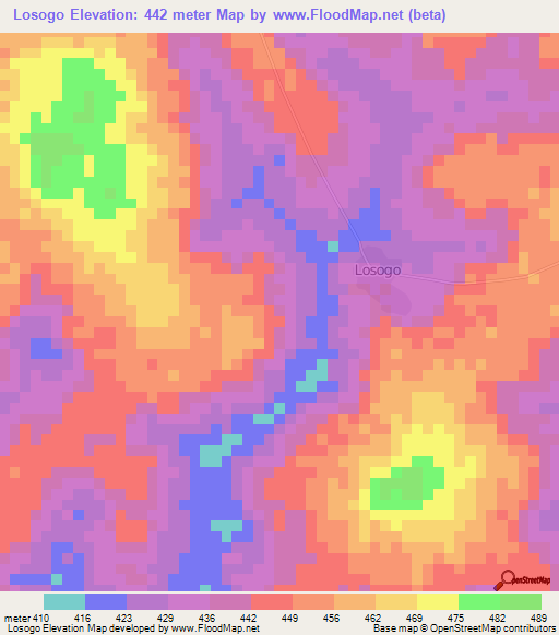 Losogo,Ivory Coast Elevation Map