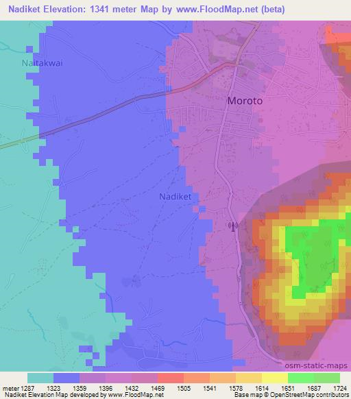 Nadiket,Uganda Elevation Map
