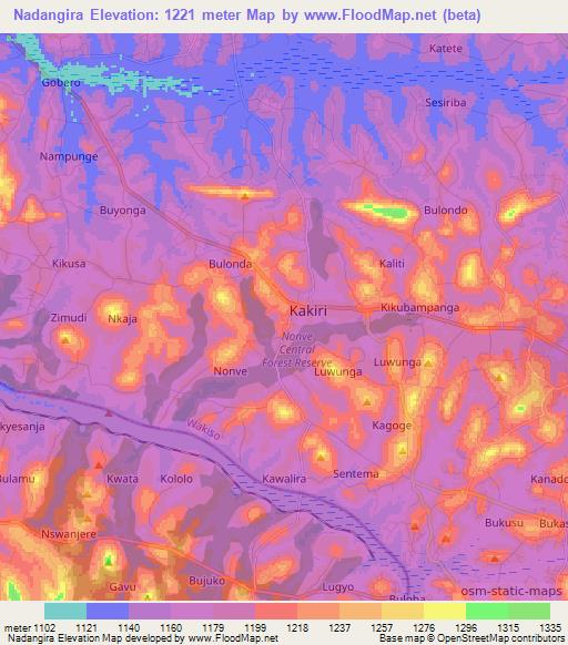 Nadangira,Uganda Elevation Map