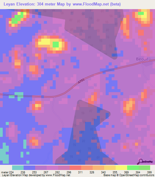 Leyan,Ivory Coast Elevation Map