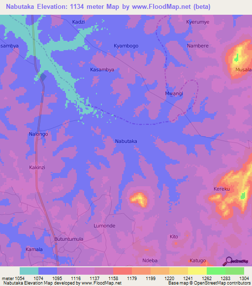 Nabutaka,Uganda Elevation Map