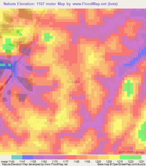 Nabuta,Uganda Elevation Map