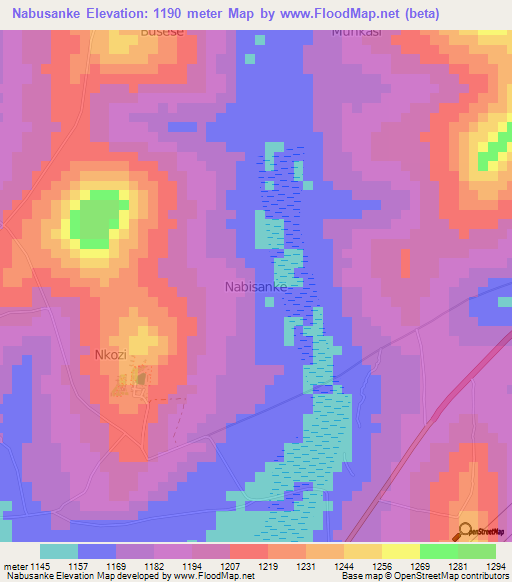 Nabusanke,Uganda Elevation Map