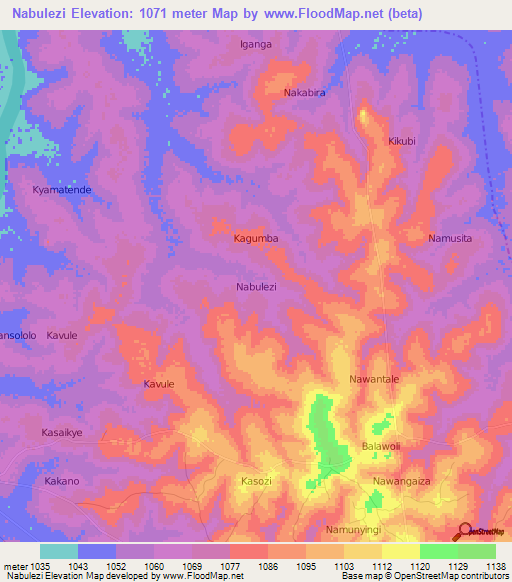 Nabulezi,Uganda Elevation Map