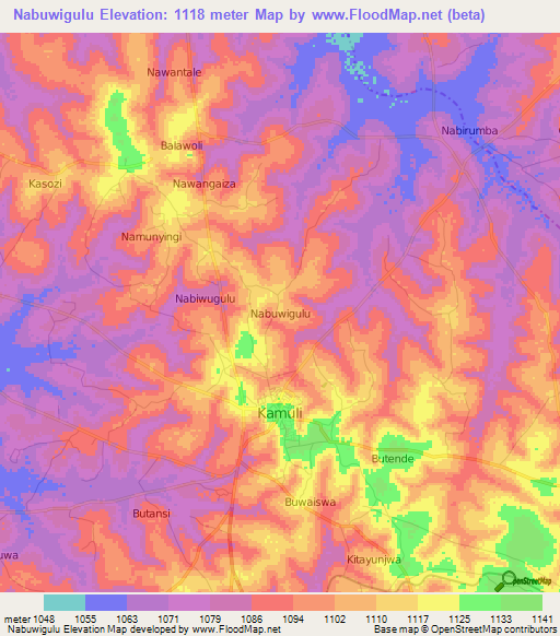 Nabuwigulu,Uganda Elevation Map