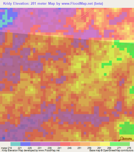 Kridy,Ivory Coast Elevation Map