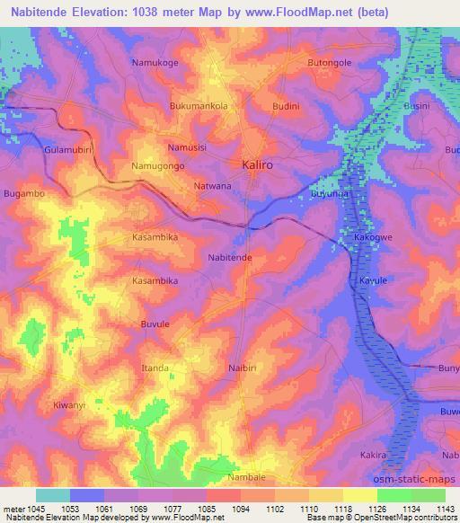 Nabitende,Uganda Elevation Map