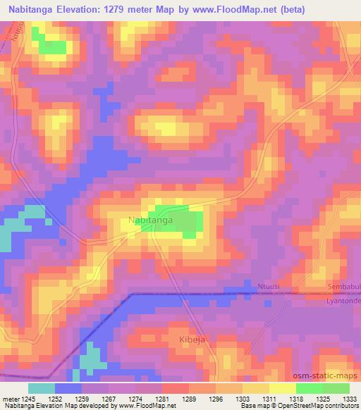 Nabitanga,Uganda Elevation Map