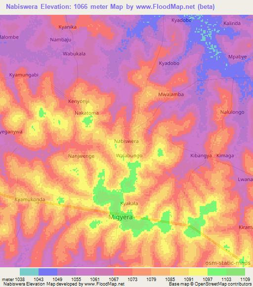 Nabiswera,Uganda Elevation Map