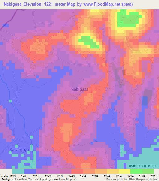 Nabigasa,Uganda Elevation Map