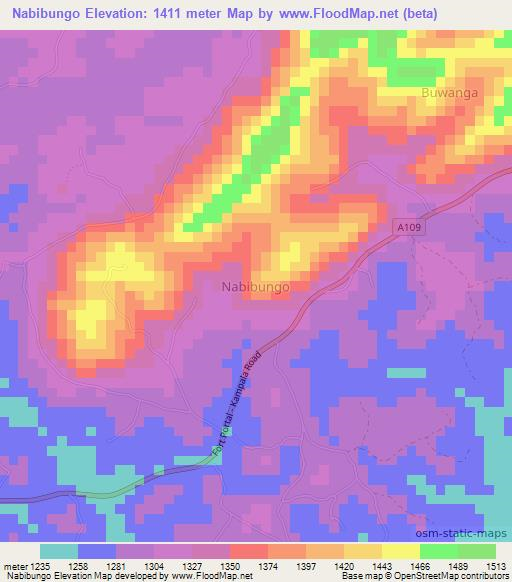 Nabibungo,Uganda Elevation Map