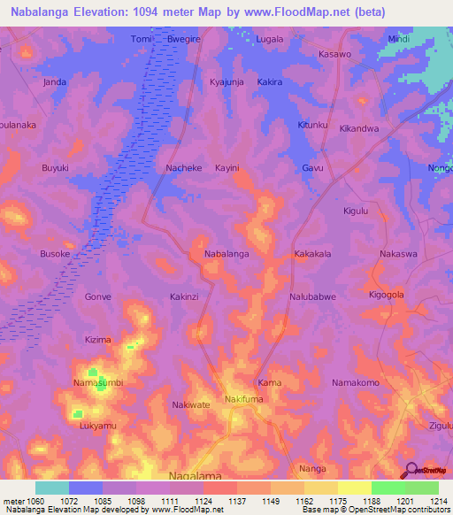 Nabalanga,Uganda Elevation Map