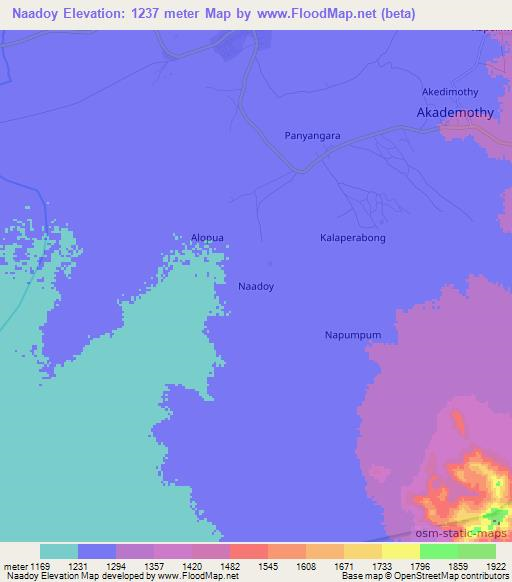 Naadoy,Uganda Elevation Map