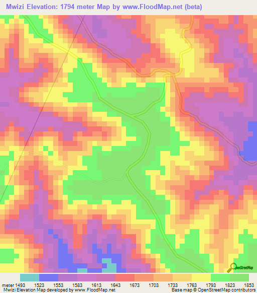 Mwizi,Uganda Elevation Map