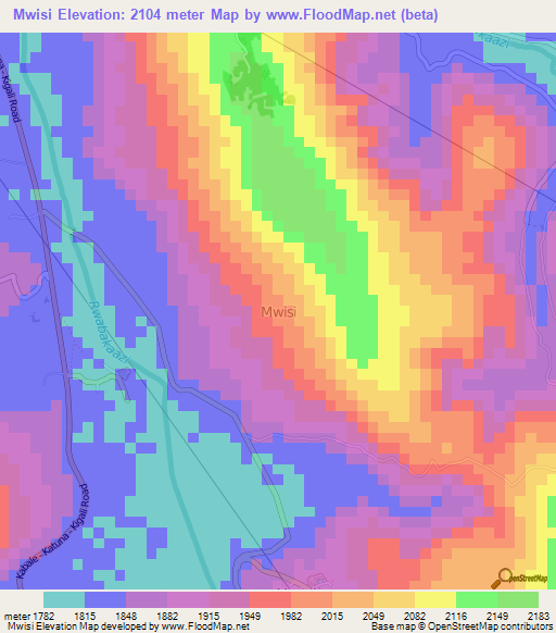Mwisi,Uganda Elevation Map