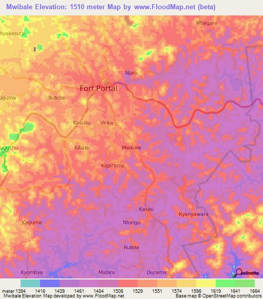 Mwibale,Uganda Elevation Map