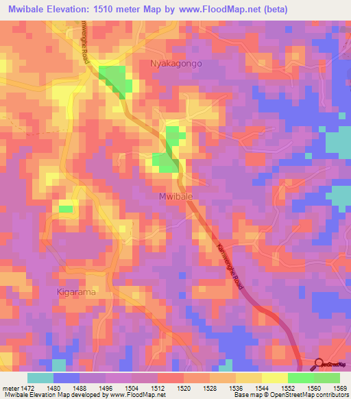Mwibale,Uganda Elevation Map