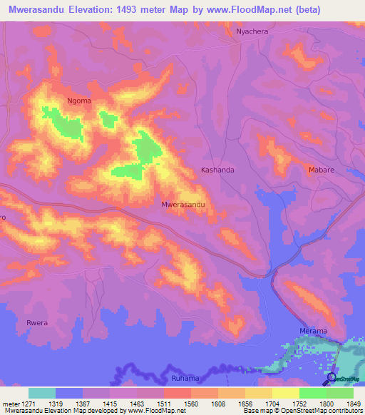 Mwerasandu,Uganda Elevation Map