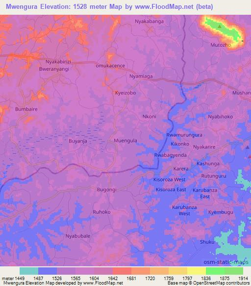 Mwengura,Uganda Elevation Map