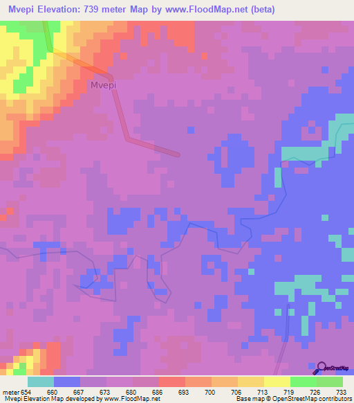 Mvepi,Uganda Elevation Map