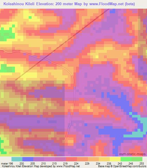 Koleahinou Kileli,Ivory Coast Elevation Map
